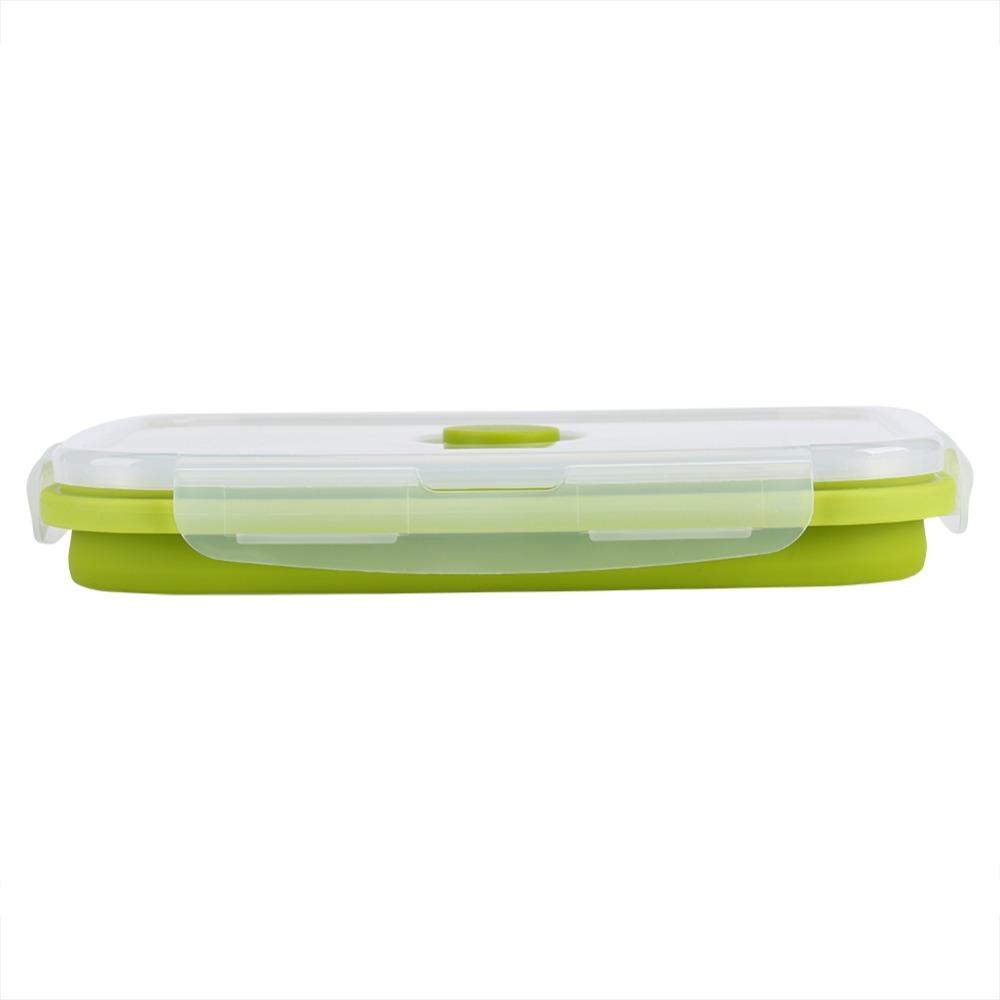 Clip-On Lid Collapsible Lunch Box 800ml Silicone Lunchbox Portable Storage Bowl For Outdoor Travel