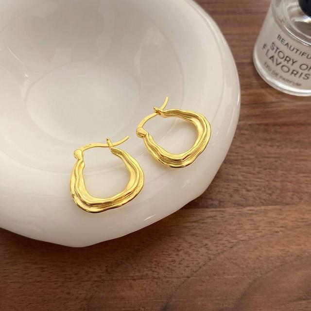 

ANENJERY геометрические серьги-кольца неправильной текстуры женские нежные модные украшения серебряного цвета золотой