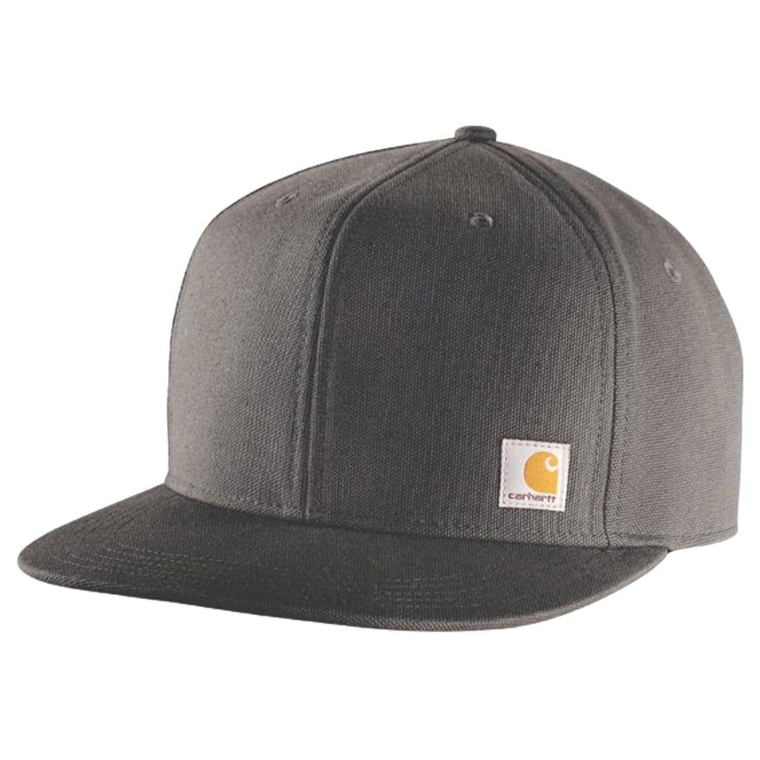 Carhartt Firm Duck Flat Brim Gravel One Solid Flat Duck and Cap, 106665, (039), Size, Simple, Color, 6-Panel, Brim, Fabric, Snapback, Men s Women s