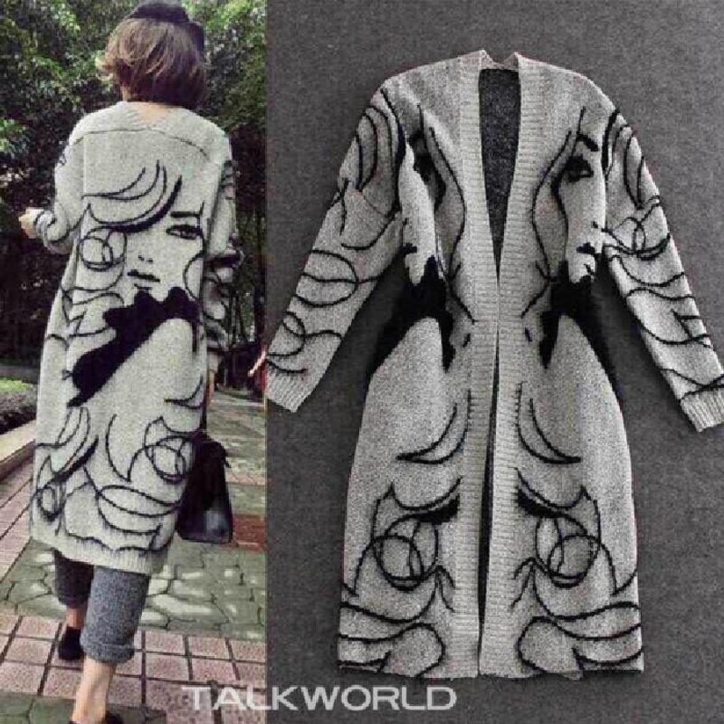 

Мода Весна и Осень Зима Мода Новое поступление Средней длины Длинный Женский Вязаный Кардиган Рукав Летучая мышь Толстый Свободный Принт Свитер Верхняя одежда Picture Color All yards