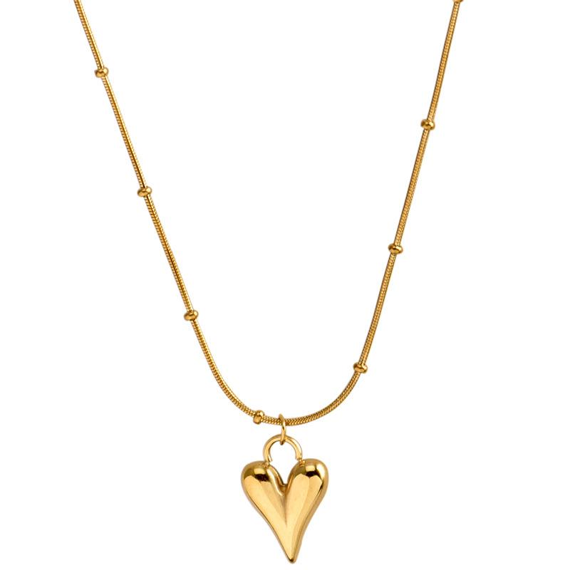 

Classic Peach Heart Pendant Stainless steel Necklace Korean Fashion Jewelry Girl s Sexy Heart-shaped Clavicle Chain For Woman