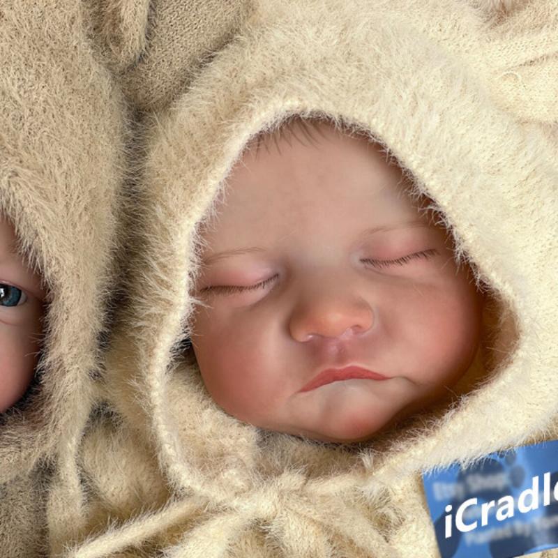 Panenka 19palcová Reborn Baby Doll Levi Twins Plyšová tělíčko Otevřené nebo zavřené oči Novorozená panenka 3D malovaná pokožka Viditelné žíly Figurky Hračky pro panenky pro děti