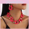 Resin Female Fluorescent Necklace And Earrings Jewelry Set With Electroplated Finish For Autumn