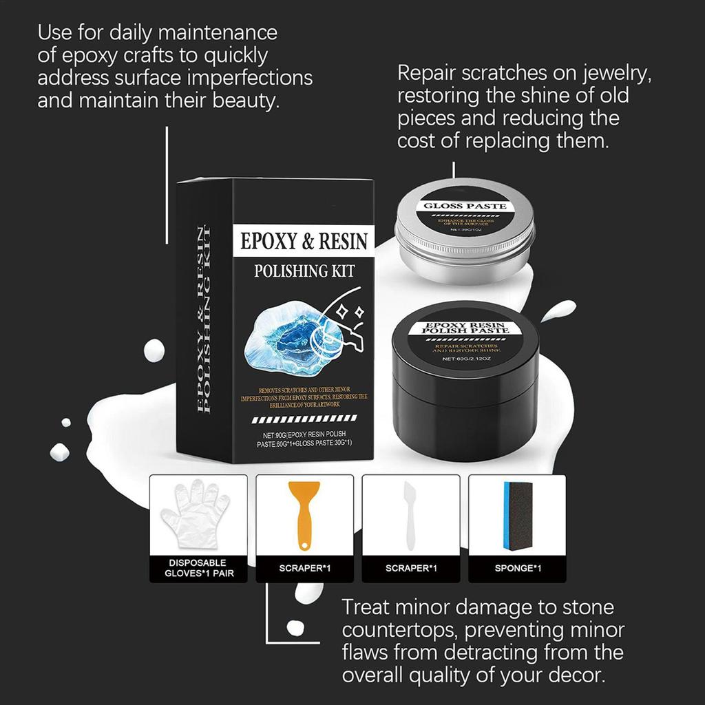 Epoxy Resin Polishing Kit Restore Luster Creamy Paste Removes Scratches Acrylic Polishing Kit for Homeowners Beginners Art