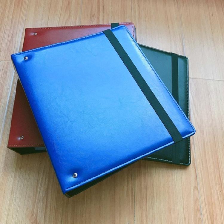 Leather Folder with Elastic Band Clipboard File Folder 3 Rings Binder File Holder Office Supplies
