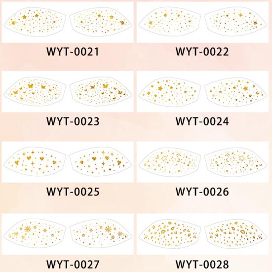 Metallic Eye Tattoo Stickers, Waterproof Temporary Freckle Decals, Sparkling Foil Eye Makeup for Festival Party, Glitter Face Art
