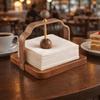Retro Walnut Wood Napkin Holder Square Napkin Dispenser Stylish Holder Paper Press Base  Hotel