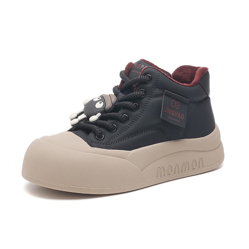 

Уродливые милые туфли-хлебушки с большой головой женские осенне-зимние новые на толстой подошве с увеличением роста маленькие белые туфли повседневные модные кеды цельные 2025 35