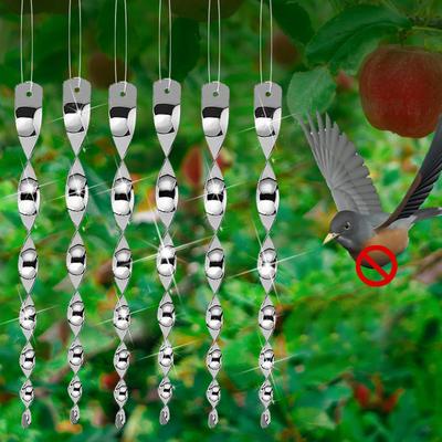 10 Stück Vogelabwehr Reflektierende Stangen Silberner Spinner Vogelabwehr Gerät Hängendes Ornament für Außen Garten Dekoration Zubehör