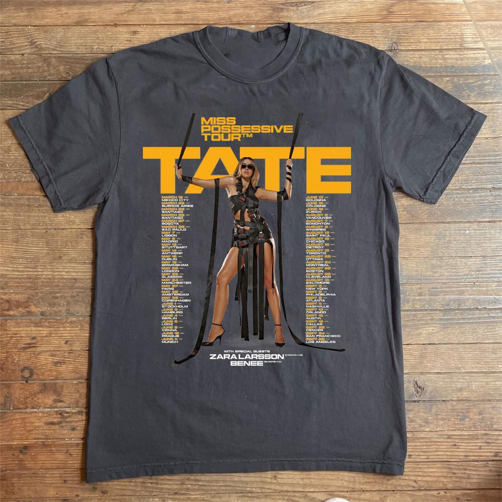 

Tate Mcrae Miss Possessive Tour 2025 Date T Shirt Full Size S-5XL Unisex T-Shirt XXXL