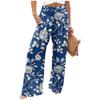 Women's Summer Elastic Waist Floral Printed Cotton And Linen Loose Pants