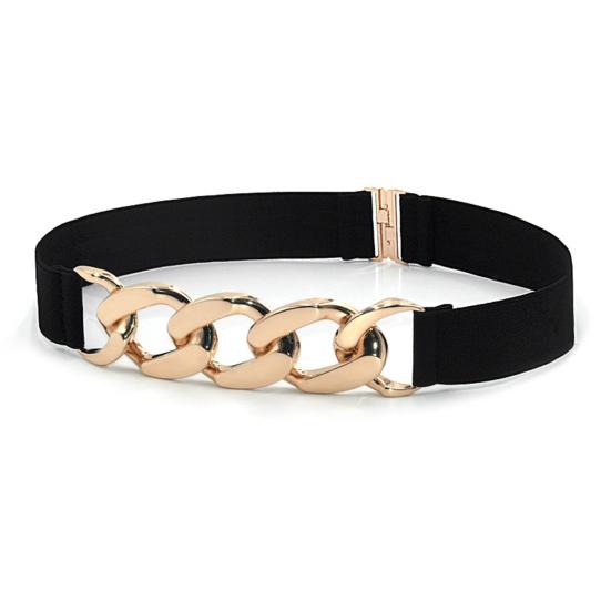 Waist Belt Golden Polished Metal Chain Buckle Elastic Elegant Wide Women Dress Shirt Coat Belt Clothing Accessories
