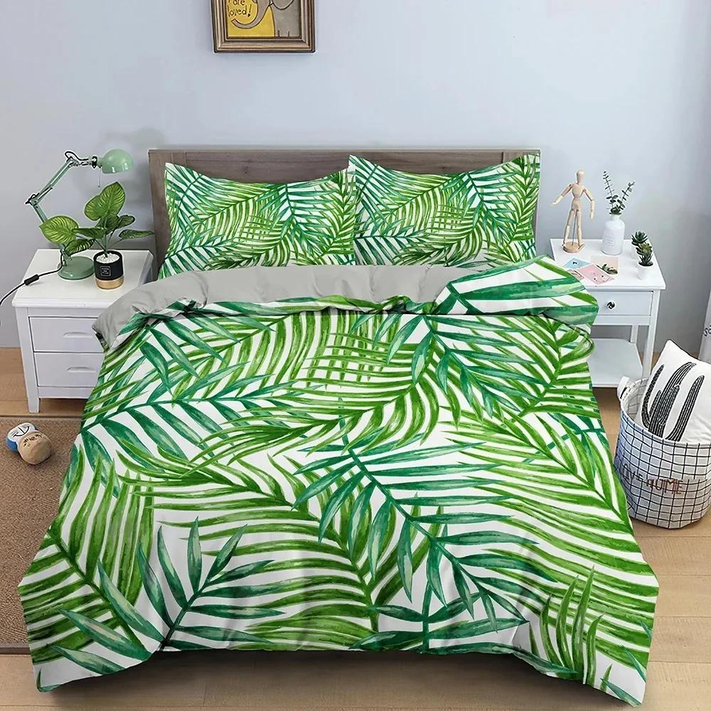 Tropical Plant Leaves Luxury Cozy Comfortable Duvet Quilt Cover Pillowcase Bedding Set Children Bedroom Decoration Home Textile