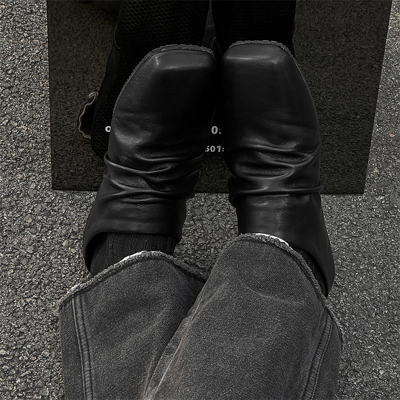 2025 Pleat Leather Half Shoes for Men Mules Backless Loafers Slippers Semi-Drag Casual Shoes Male Slides Outdoor Slip On Flats