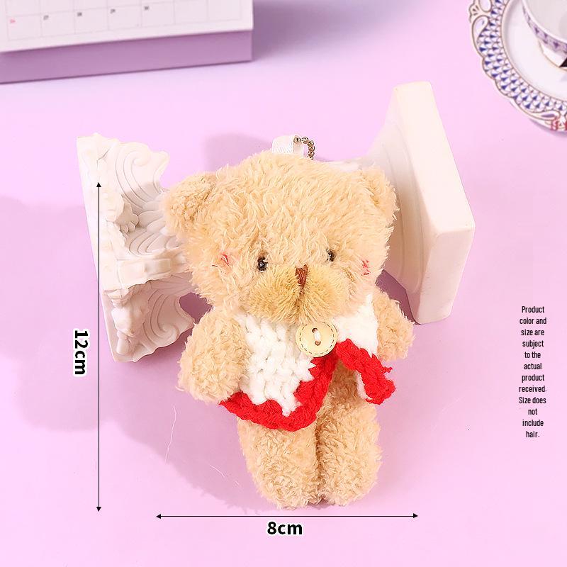 Blush Bear Doll Keychain: Cute Skirt Plush Heart Bag Charm Gift