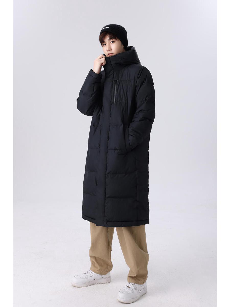 

Unisex Hooded Long Velvet-Lined Down Jacket Medium чорний