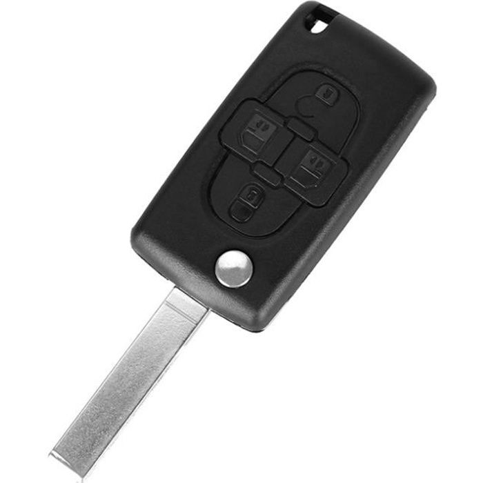 Key Shell for Peugeot 807 1007 Citroen C8 Fiat Ulysse - 4 Buttons - Without Battery Slot - Plip Remote Control Phonillico®