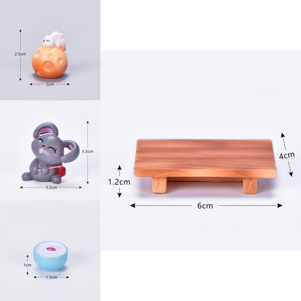 Charming Resin Rabbit Eat Mooncake Micro Landscape Decor Ideal For Festive Home Decor