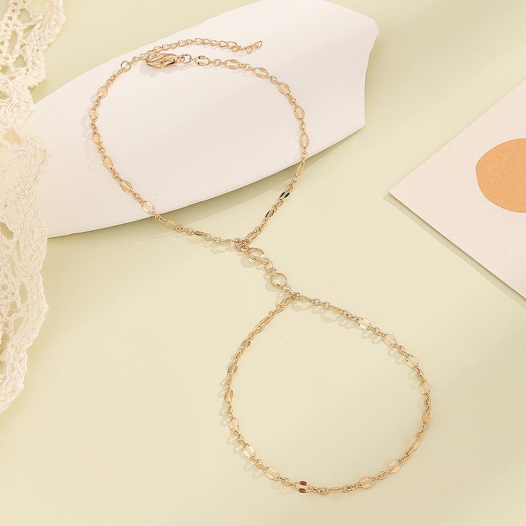 Kinitial Exquisite and fashionable laser plated palm chain Bracelet with ring Chain Hand chain gave her an anniversary gift