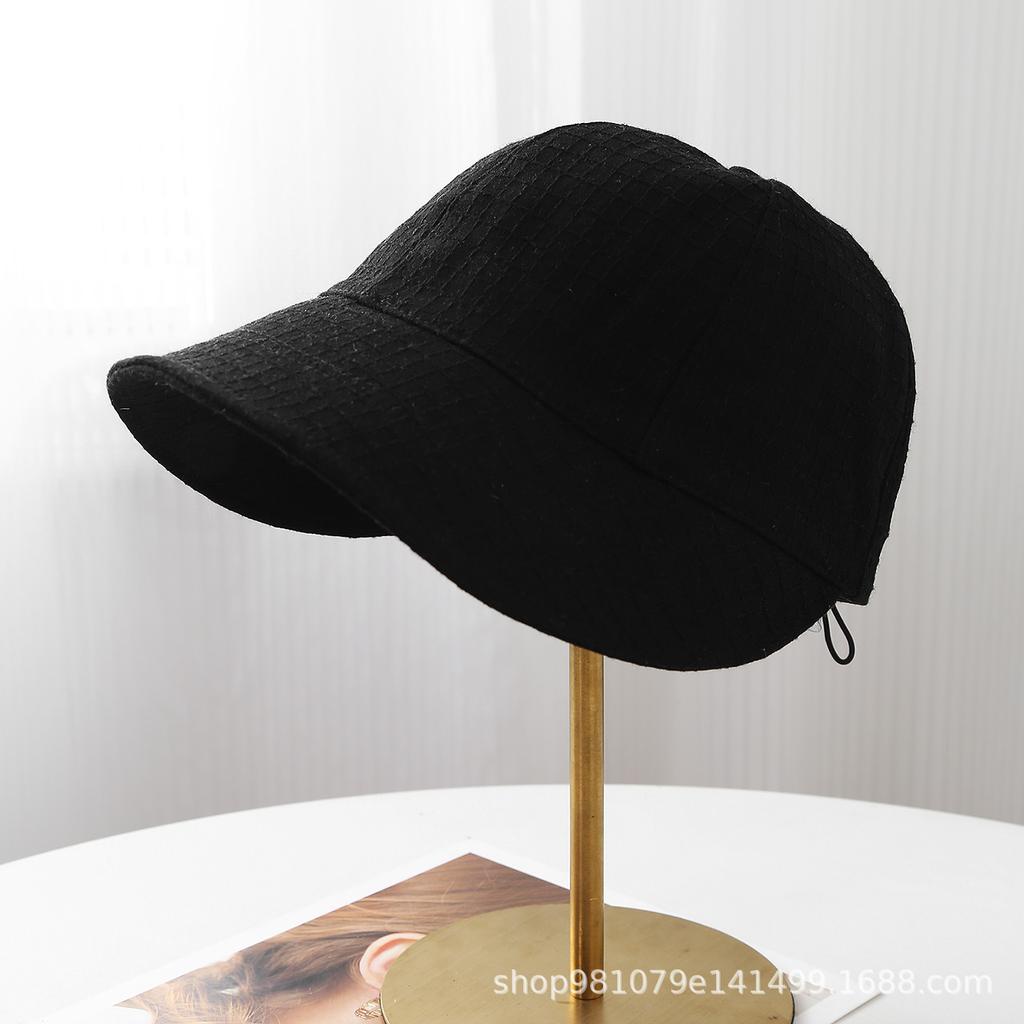 Ruth sun protection hat women's summer sun protection bucket hat face small plain sun hat black spring and autumn cap