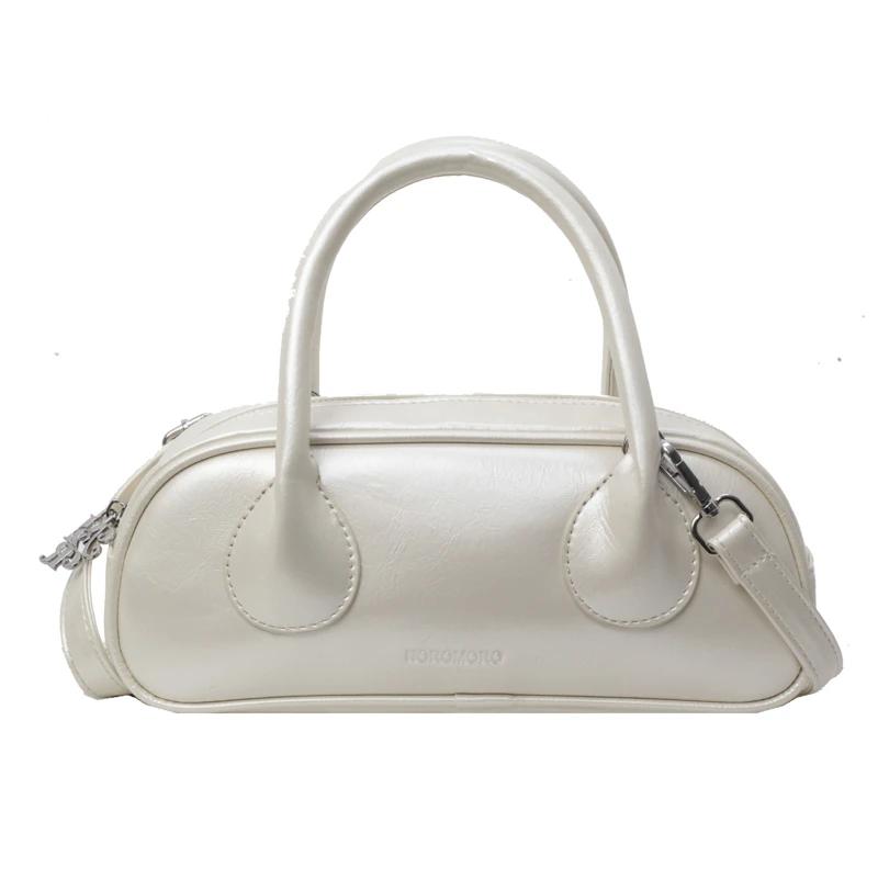 Casual solid interior compartment shoulder bag for women high quality PU zipper bags stitching line