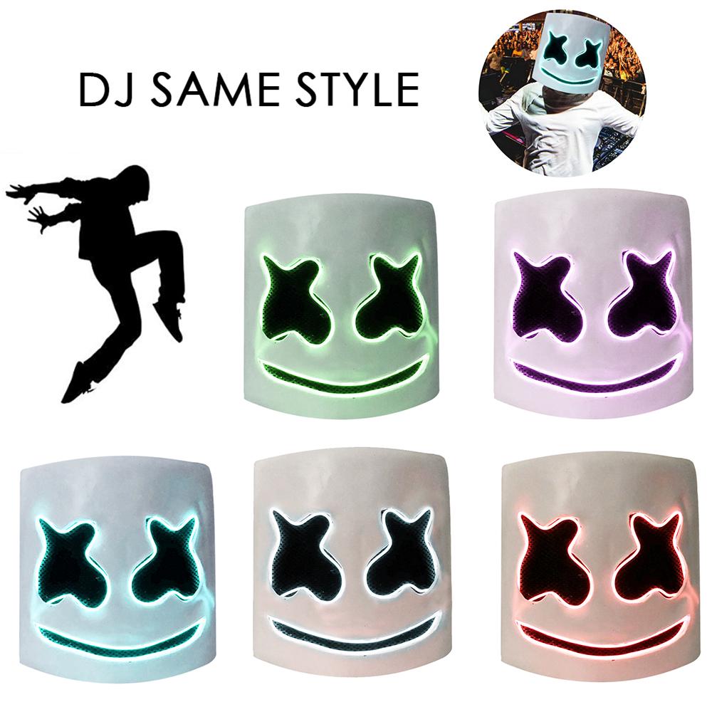 LED DJ Marshmello Helmet Music Festival Light Up Marshmallow Mask Halloween Novelty Costume