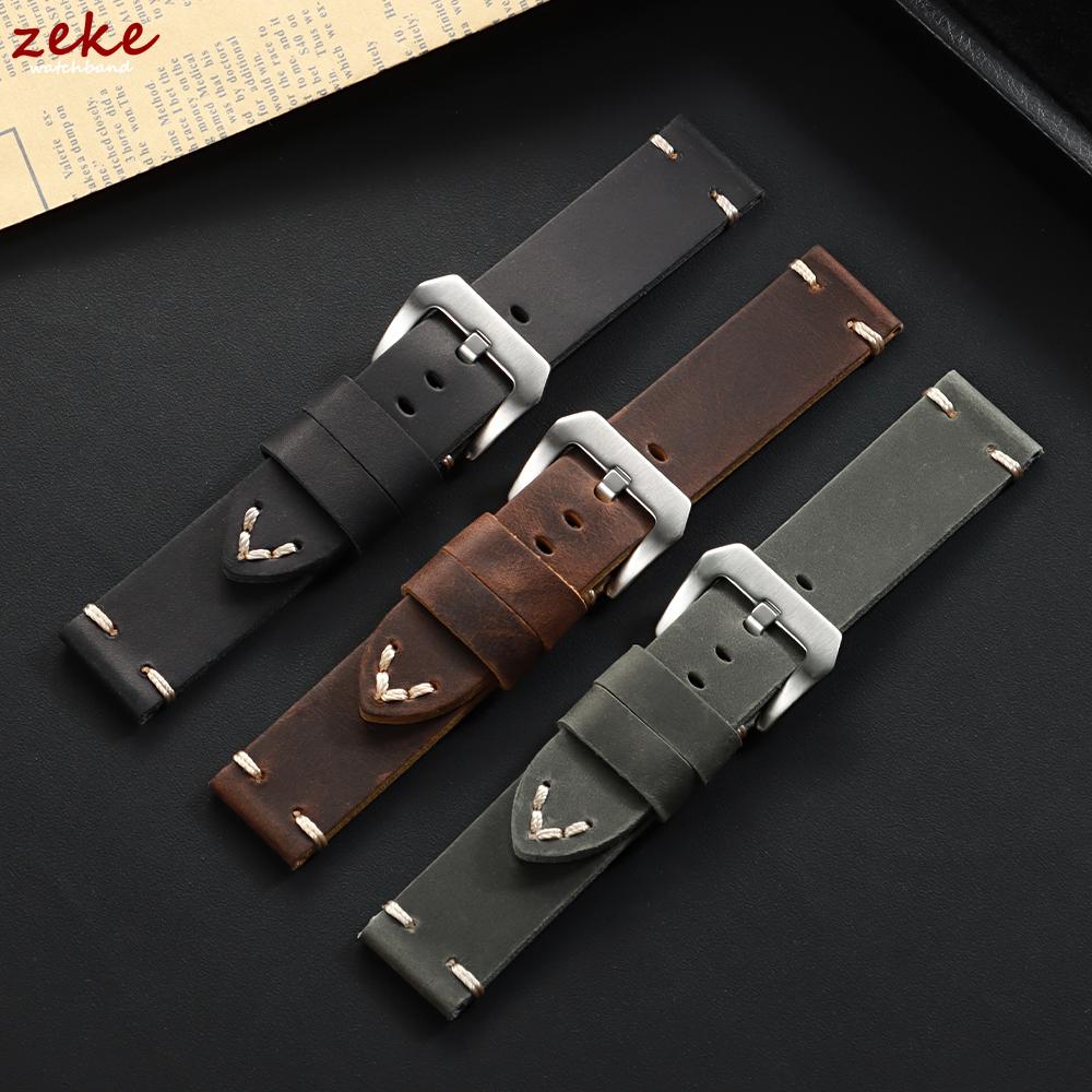 Vintage Genuine Leather Strap Soft Stitching Cowhide Watch Band Crazy Horse Calfskin Bracelet Universal Men's Business Wristband