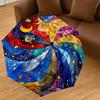 1PC Stained Glass Mandala Automatic Open/Close Umbrella with Windproof, 8-Rib Sturdy Canopy, Durable Ribs, Fashionable Design,1255A