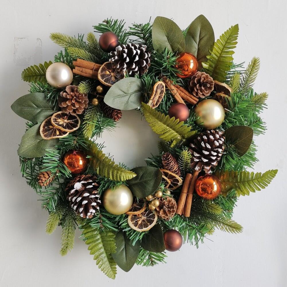 1PC Christmas Wreath 20 Inches Artificial Christmas Wreath Holiday With Baubles Berries Pine Needles Home Festival Party Decor