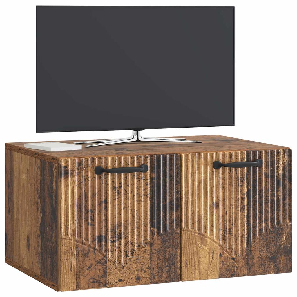 Wall Mounted TV Cabinet Reclaimed Wood Look 59.5 x 41 x 30 cm