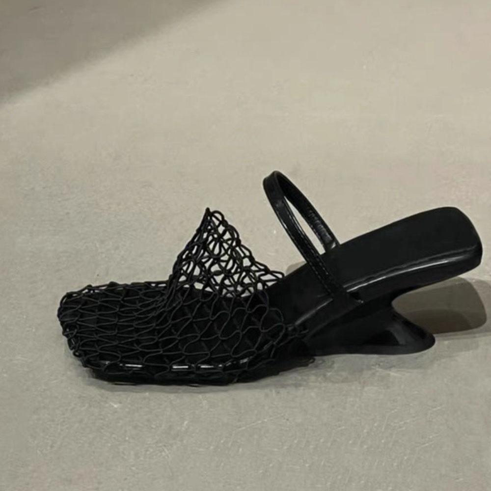 Brand New Summer Trendy Mesh Sexy Party Women Sandals Fashion Hollow Out Walking Comfy Women Mule Shoes Dropship