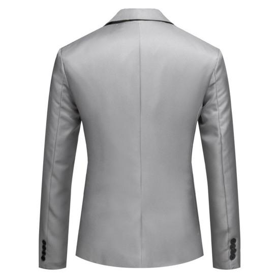 Dressjakke for menn Formell forretningsstil Cardigan med én knapp Slim Fit Langermet nedtrekkbar krage Ensfarget Groom Groomsman Bryllupsdressjakke