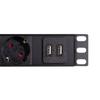 19" power strip, 8 sockets, 2USB, 2.1A, LogiLink PDU, overload protection