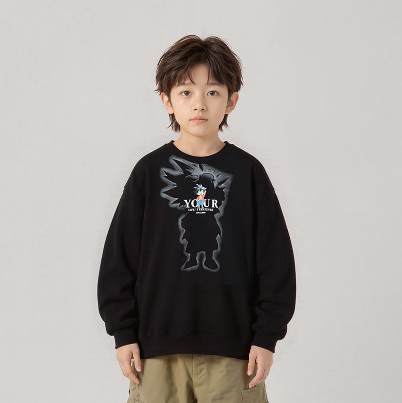 Korean Style Cartoon Sports Hoodie for Older Kids - Boys' Long Sleeve Top