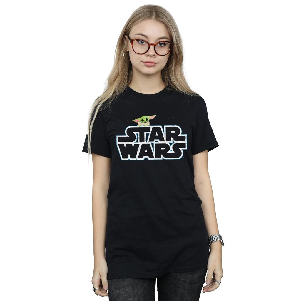 Star Wars Womens/Ladies The Mandalorian The Child Logo Cotton Boyfriend T-Shirt