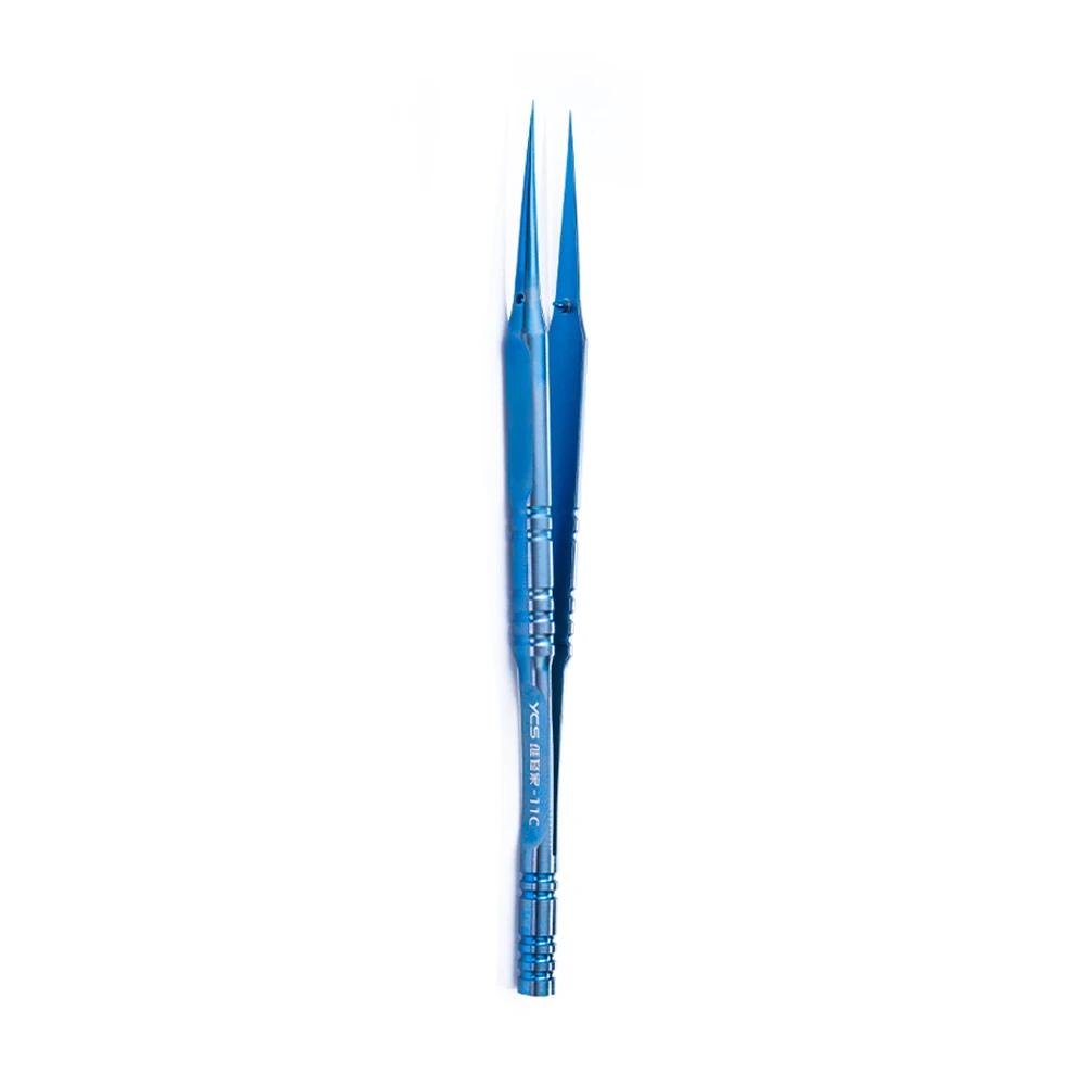YCS Precision Titanium Alloy Tweezers Professional Repair Fingerprint Fly Line Phone Antimagnetic Electronics Forceps Hand Tools YCS-11C
