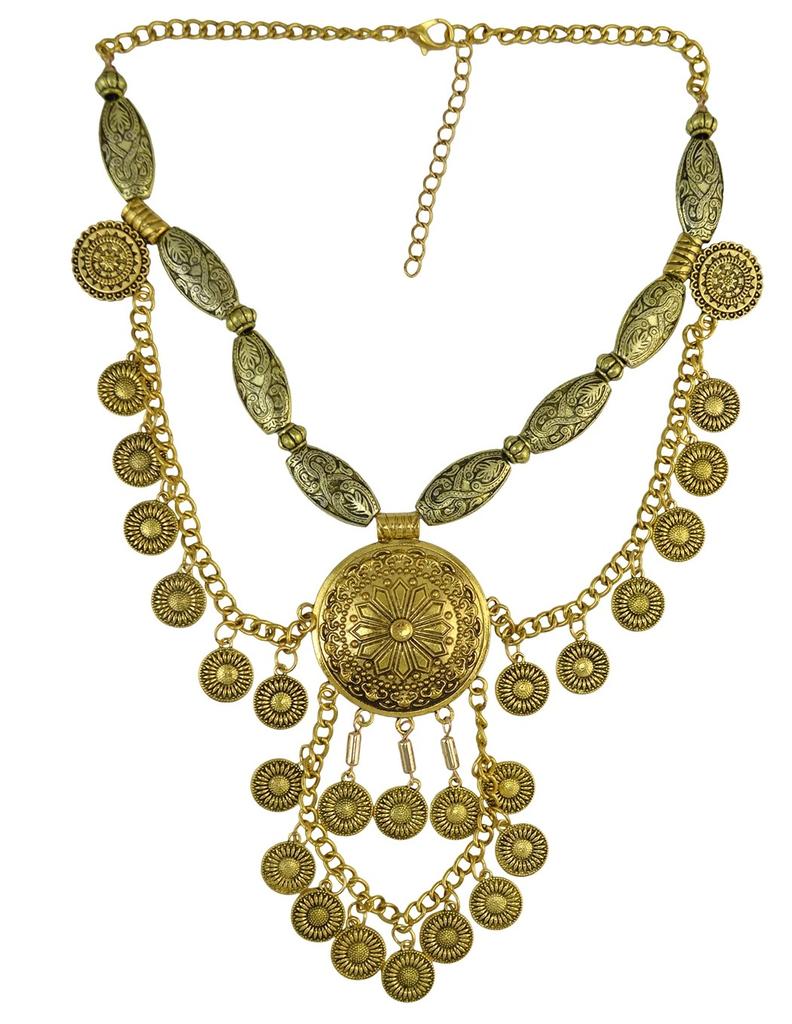 Alloy Coin Personalized Retro Collarbone Multi-layer Necklace, European and American Exaggerated National Style Necklace