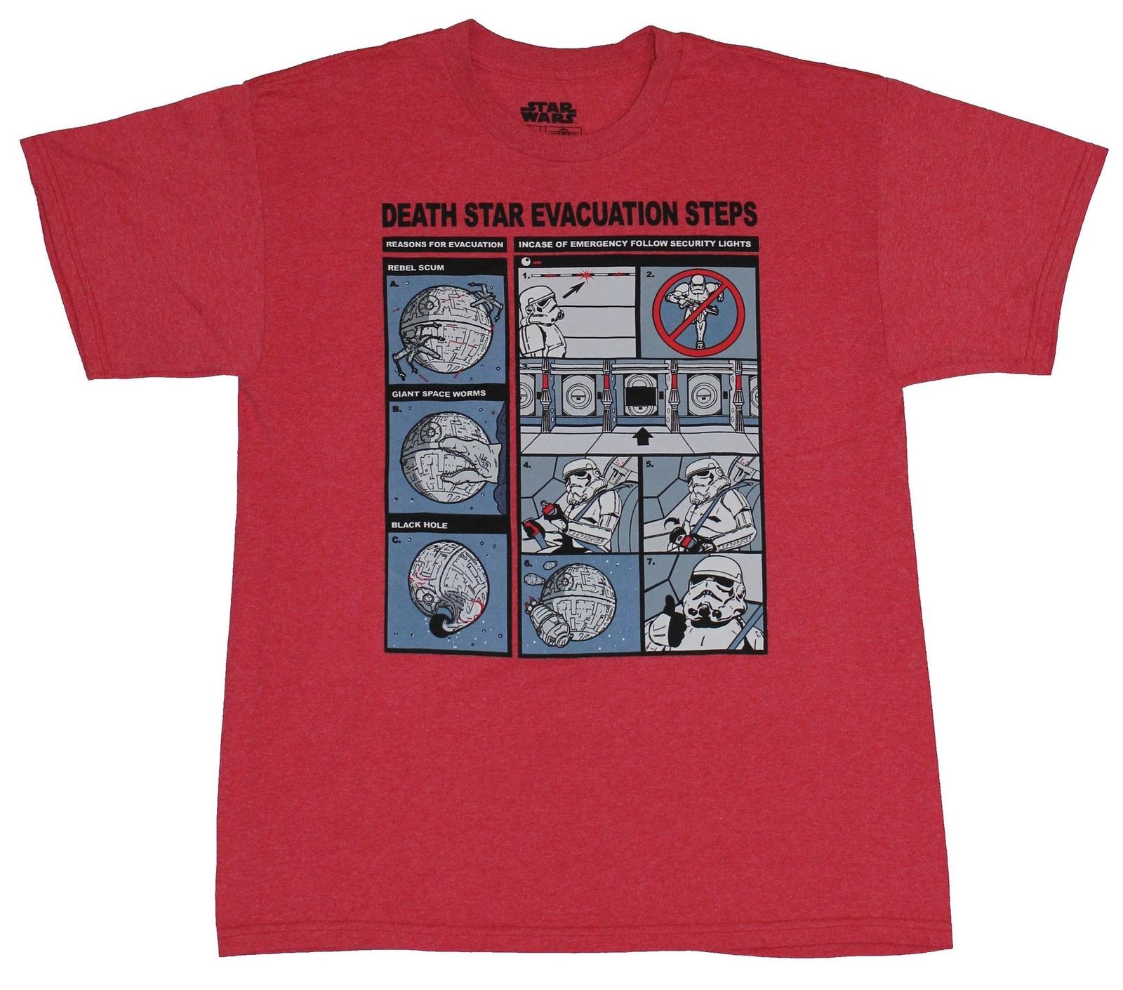 Star Wars Mens T-shirt Death Star Evacuation Steps Instructions Image XL