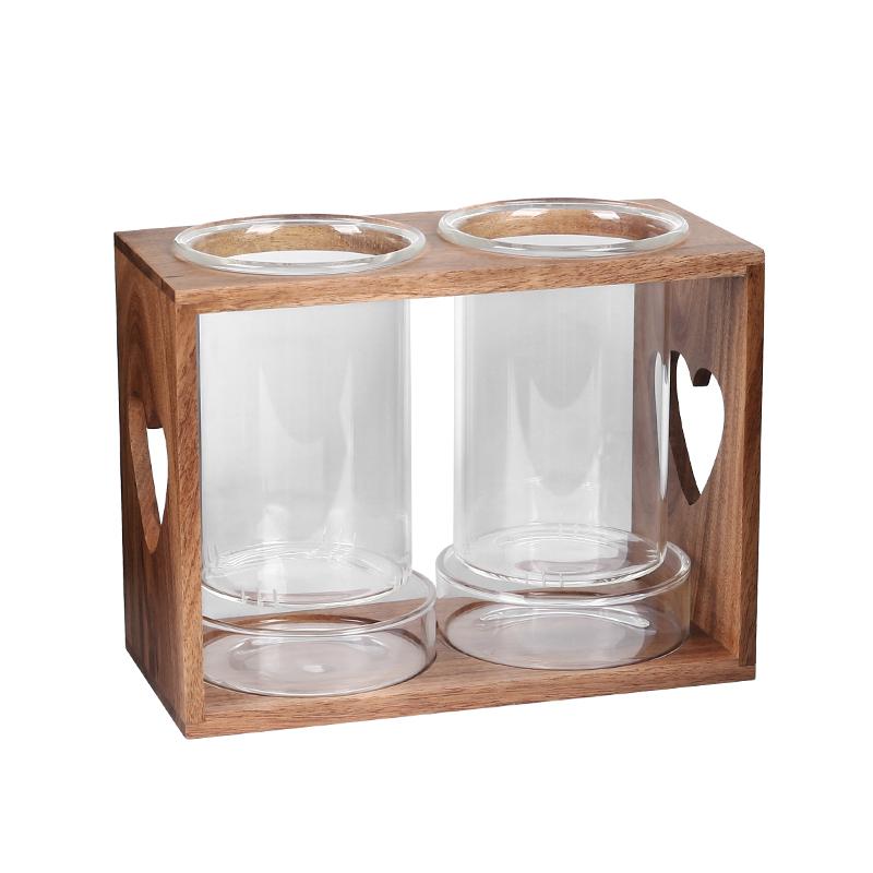 Glass Seasoning Jar Seasoning Box with Wooden Lid Seasoning Storage Jar with Tray Kitchen Salt Shaker Seasoning Jar Home Decor
