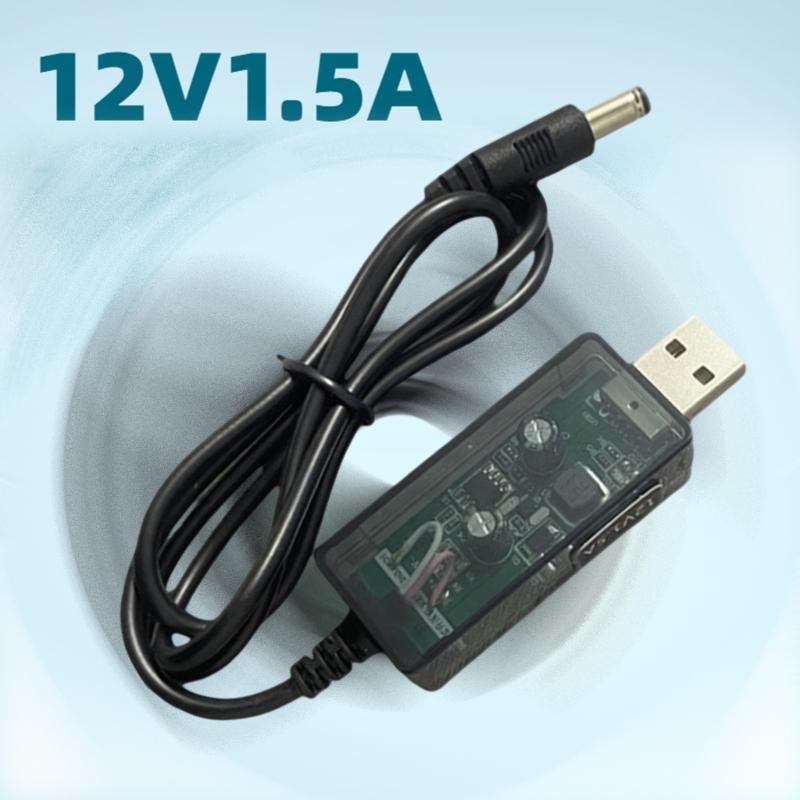 USB 5V To 12V 1.5A Voltages Boost Cable Step Up Power Cord Overcurrent Protections For Safe Routers Power Supply