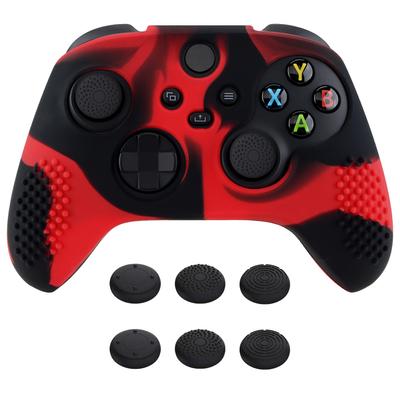 EXtremeRate PlayVital 3D-Noppen Xbox Series Controller Silikonhülle Skin mit 6 schwarzen Daumensticks Weiches Gummihüllen-Schutz für Xbox Core Wireless