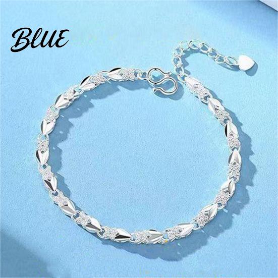 Bracciale da Donna Superficie Liscia Quadrifoglio Fortunato Forma a Cuore Lunghezza Regolabile