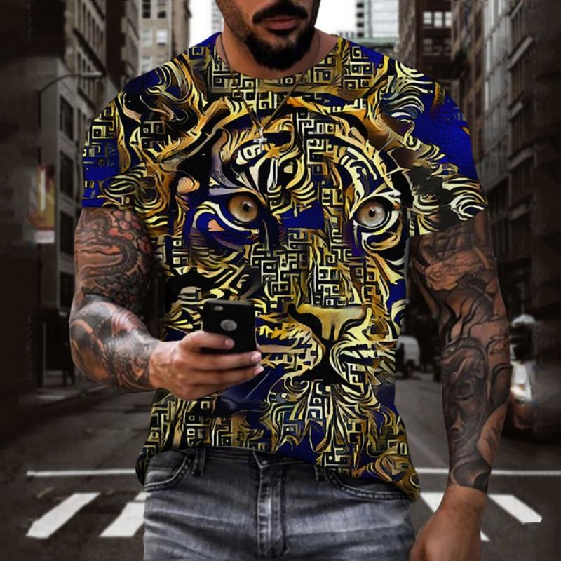 3D Animal Printing T Shirt For Men Fashion Funny Tiger Pattern Casual O-neck Short Sleeve Summer Oversized T-shirt Hip Hop Tops