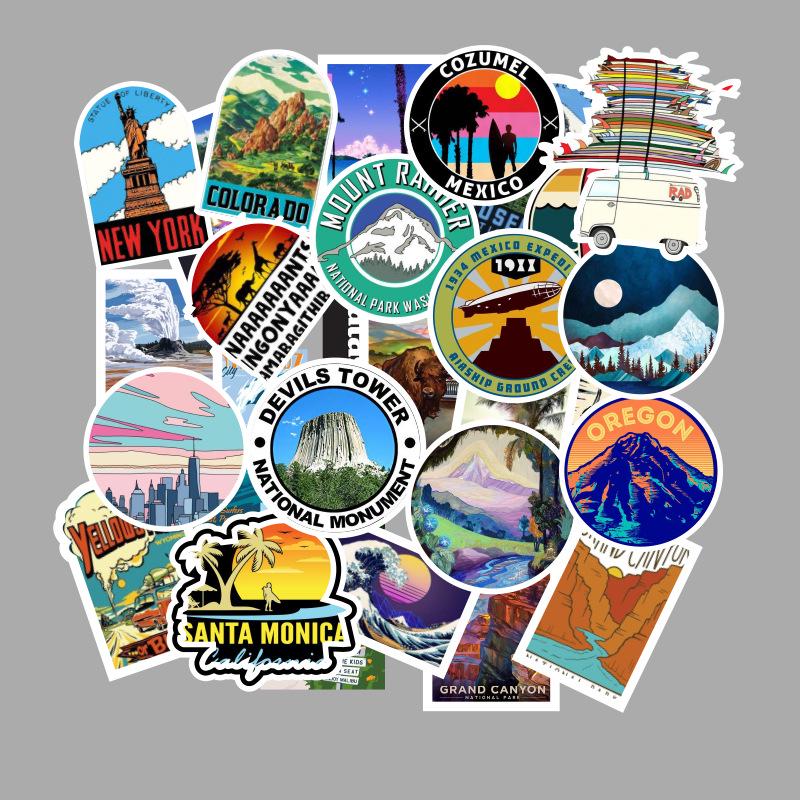 100 Outdoor Scenery Graffiti Stickers Suitcase Car Skateboard Waterproof Stickers