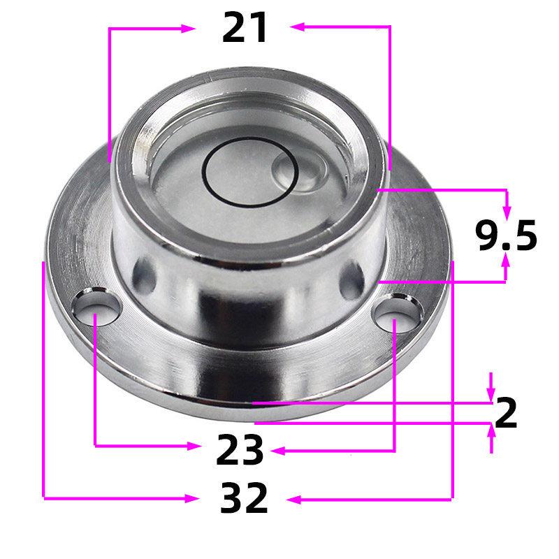 HACCURY Round Metal Spirit Level with Base Mounting Holes