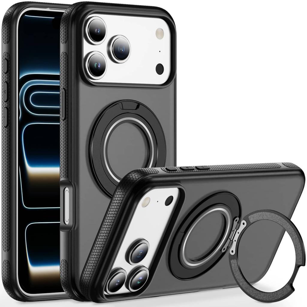 360 Magnetic Stand for iPhone 17/Air/16/15/14/13/12 Pro Max 11 Case, Fit for Magnetic Rotatable Ring Kickstand Slim Translucent