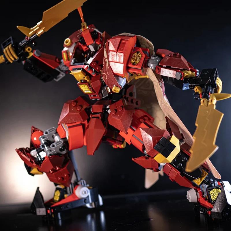 996 Teile Flammenritter Mecha Bausteine Mecha Charakter Modell Stein Schreibtischdekoration Display Spielzeug Geschenke