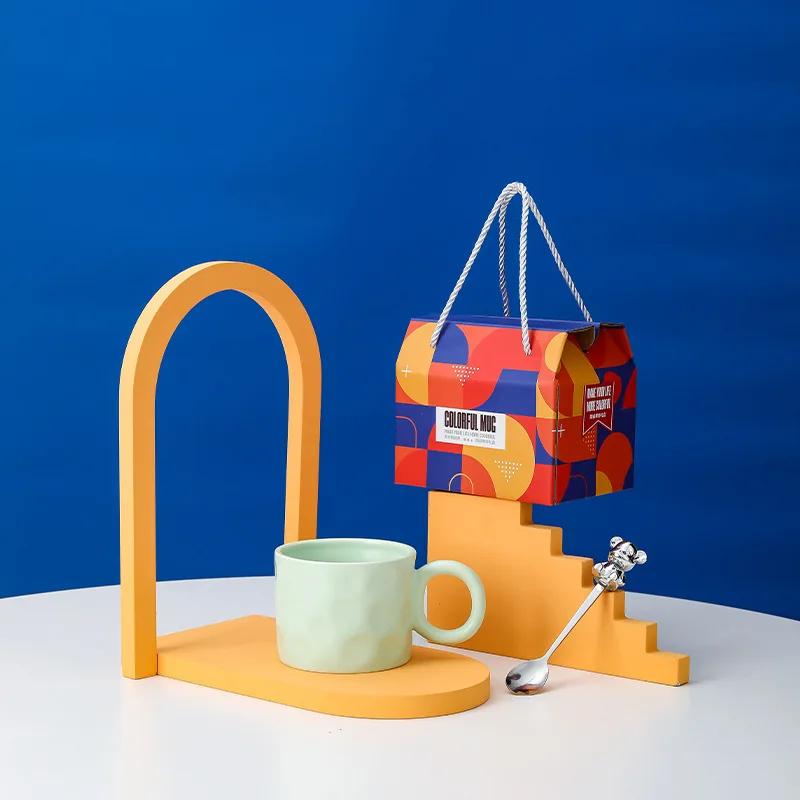 Creative Ins Style Coffee Mugs with Spoons, High Appearance Level Mugs, Housewarming Gift Box