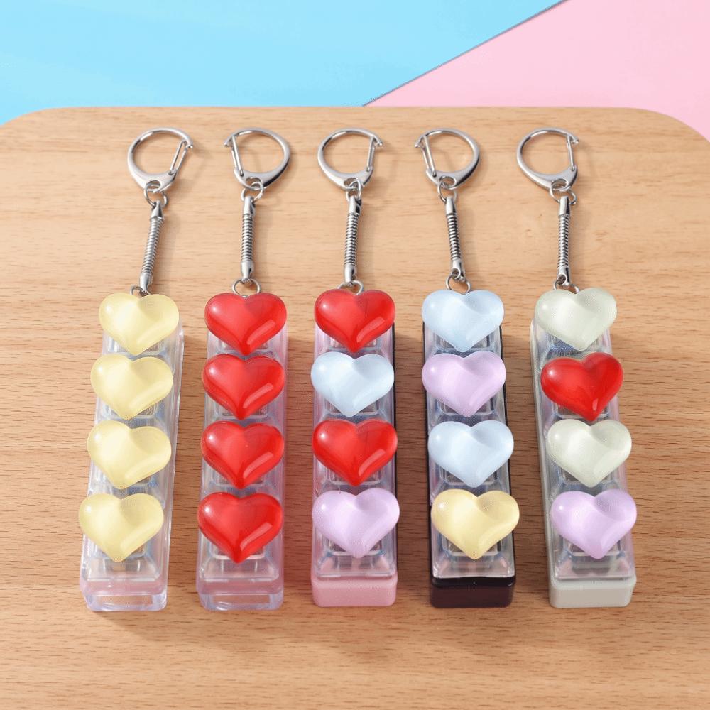Heart Keyboard Clicker Toy Keyring Crystal Clicker Button Keycap Keychain Kids
