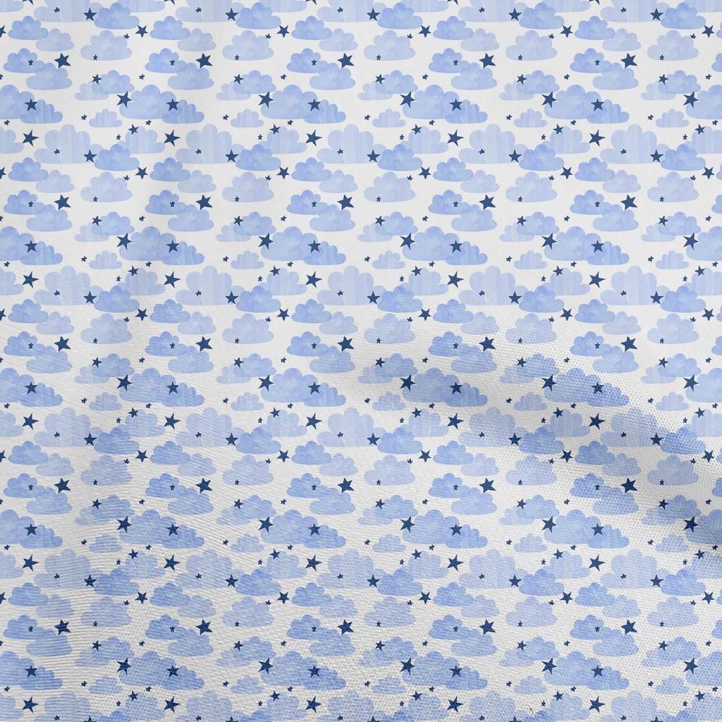 oneOone Cotton Poplin Light Blue Fabric Water Color Sewing Material Print Fabric By The Yard 42 Inch